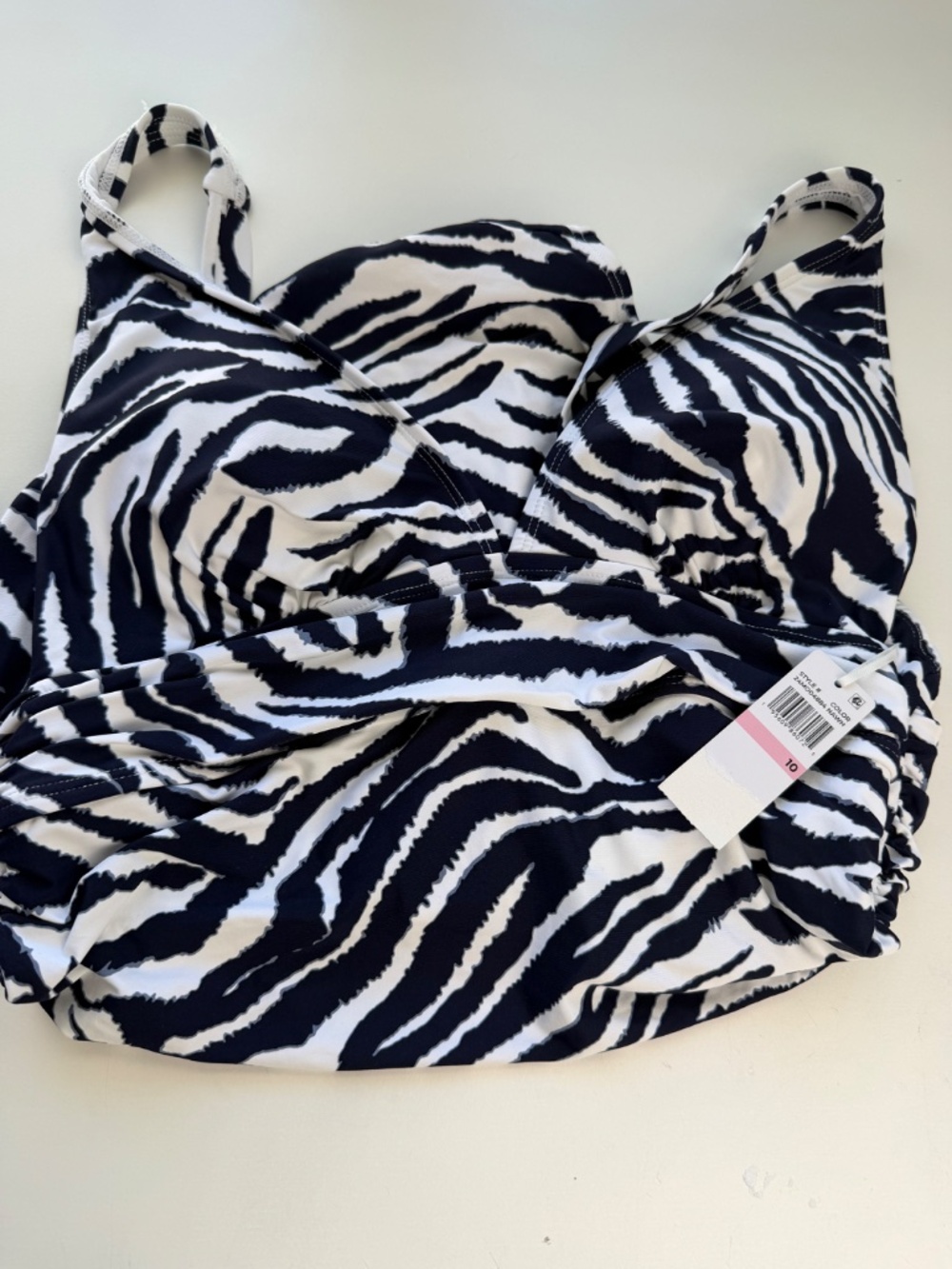 Anne Cole Women's Zebra Print Shirred V Neck Cutout Back One Piece Swimsuit - Picture 11 of 14